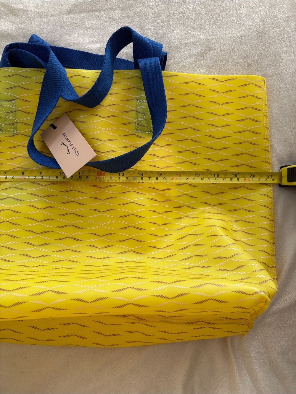 NWT VOILE BLANCHE LE POOL GRANDE Yellow Logo Tote and Accessory with Blue Straps - Picture 11 of 12